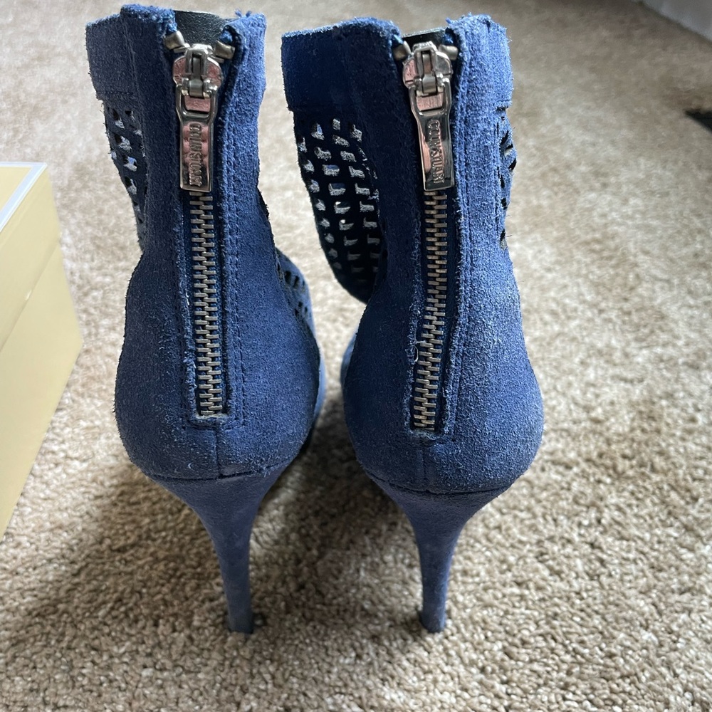Colin Stuart Blue Suede Booties